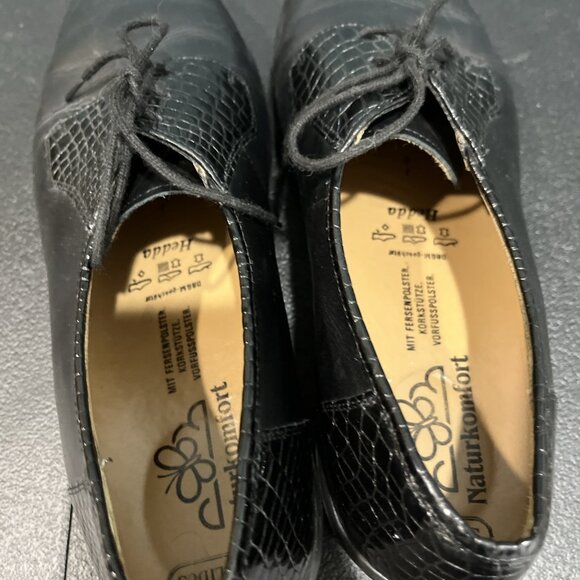 SOLIDUS HEDDA Comfort Tie Shoe Sz 8 Women’s Black Sneaker Croc Embossed Walking - Picture 6 of 8